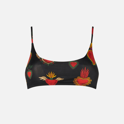 Mc2 Saint Barth Sacred Hearts Print Bralette In Black