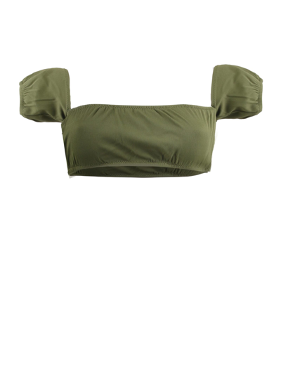 Mc2 Saint Barth Ribbed Bralette With Sleeves In Green