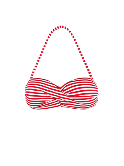 Mc2 Saint Barth Red Striped Bandeau Top