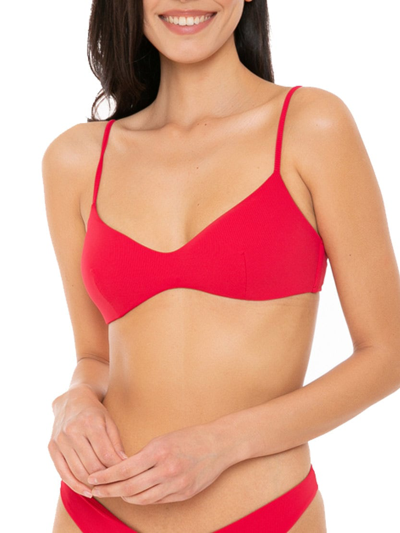 Mc2 Saint Barth Red Ribbed Bralette