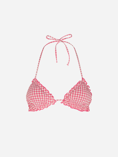 Mc2 Saint Barth Pink Gingham Triangle In Red