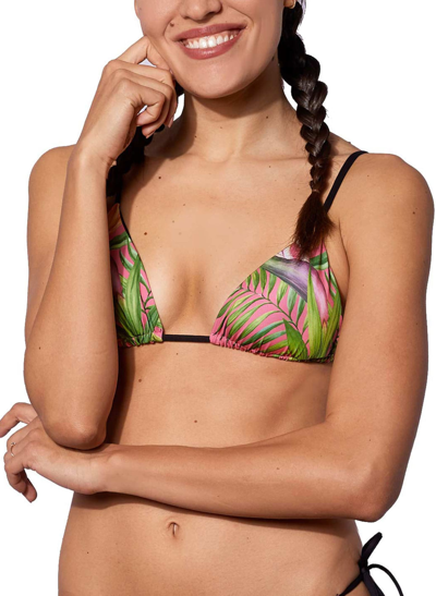 Mc2 Saint Barth Paradise Flowers Jumbo Print Triangle Top In Pink