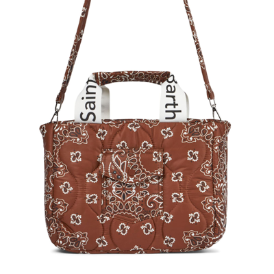 Mc2 Saint Barth Padded Handbag With Bandanna Print In Brown