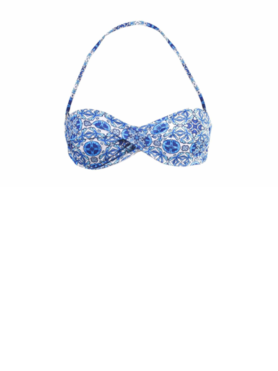 Mc2 Saint Barth Optical Print Bandeau Top In Blue