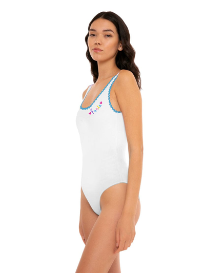 Mc2 Saint Barth One Piece Swimsuit With Forte Embroidery In White