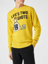 Mc2 Saint Barth Man Yellow Sweater With Lifes Two Shots Lettering
