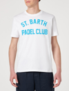 Mc2 Saint Barth Man White Cotton T-shirt With Padel Print In White