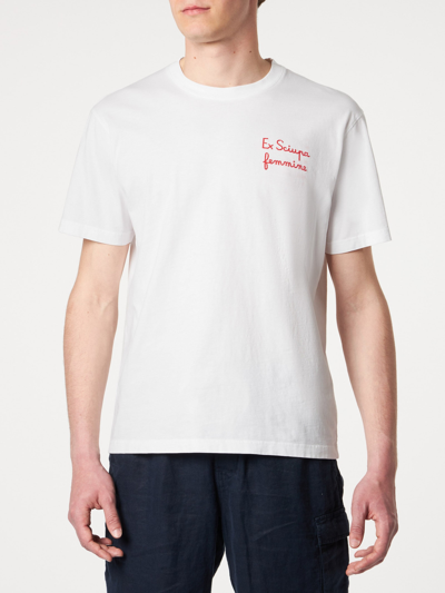 Mc2 Saint Barth Man T-shirt With Ex Sciupa Femmine Embroidery In White