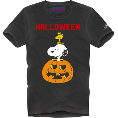 Mc2 Saint Barth Man T-shirt With Halloween Print Snoopy - Peanuts Special Edition In Black