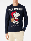 Mc2 Saint Barth Peanuts Embroidered Delivery Mood Crew-neck Sweater In Blue