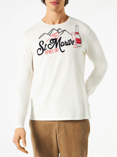 Mc2 Saint Barth Man Long-sleeves T-shirt With St. Moritz Print