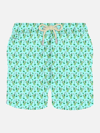 Mc2 Saint Barth Man Lightweight Fabric Swim-shorts Lighting Micro Fantasy With Penguins Print In Green