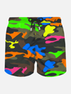 Mc2 Saint Barth Man Light Fabric Swim Shorts With Fluo Camouflage Print In Fluo