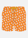 Mc2 Saint Barth Man Light Fabric Swim Shorts With Estathé Print Estathé® Special Edition In Orange