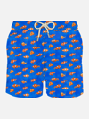 Mc2 Saint Barth Man Light Fabric Swim Shorts With Clownfish Print In Sky