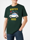 Mc2 Saint Barth Man Forest Green T-shirt With Car Print Fiat 500 Special Edition In Green
