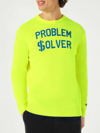 Mc2 Saint Barth Man Fluo Yellow Sweater With Print In Yellow