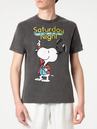 Mc2 Saint Barth Man Cotton T-shirt With Snoopy Dancer Print Peanuts® Special Edition In Black
