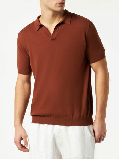 Mc2 Saint Barth Man Brown Knitted Polo T-shirt