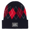 Mc2 Saint Barth Man Blue Beanie With Argyle Print In Blue