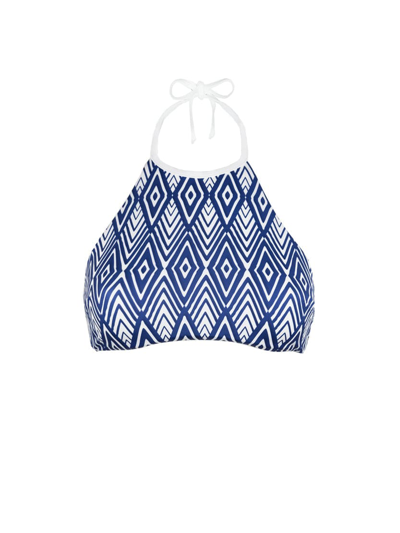 Mc2 Saint Barth Halter Top Optical Print In Blue