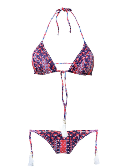 Mc2 Saint Barth Gipsy Print Triangle Bikini In Blue