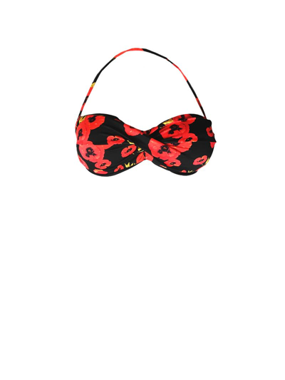 Mc2 Saint Barth Flower Print Bandeau Top In Black