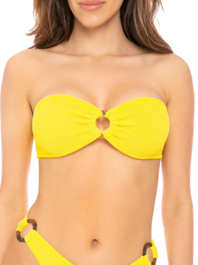 Mc2 Saint Barth Crinkle Yellow Bandeau Top