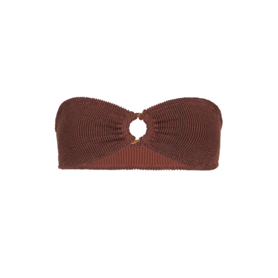 Mc2 Saint Barth Crinkle Brown Bandeau Top
