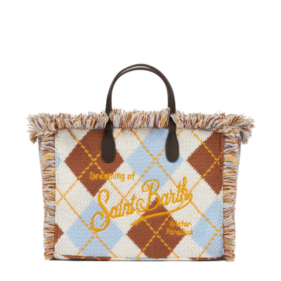 Mc2 Saint Barth Colette Wooly Handbag With Argyle Print In Multicolor