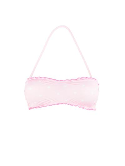 Mc2 Saint Barth Bandeau Top With Hearts Print In Pink