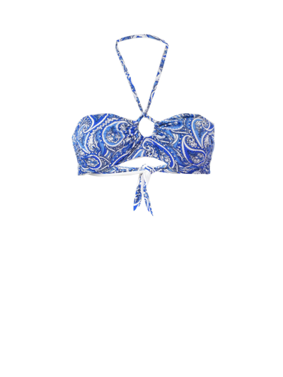 Mc2 Saint Barth Bandanna Print Bandeau Top In Blue