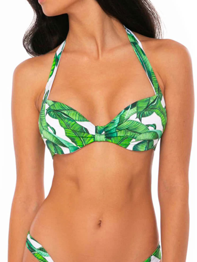 Mc2 Saint Barth Tropical Green Leaves Print Bralette Top