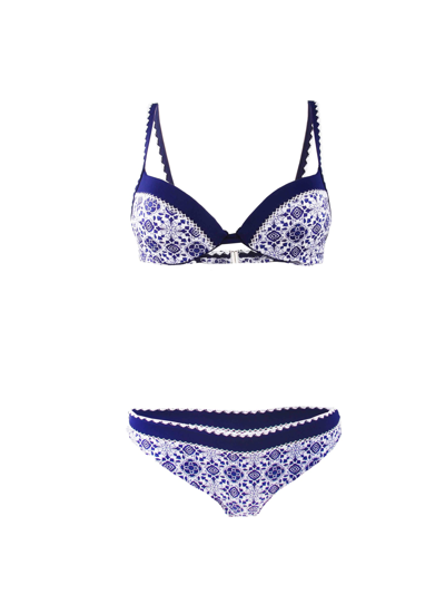 Mc2 Saint Barth Balconette Embroidered Bikini In Blue