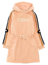 CHLOÉ LOGO EMBROIDERED HOODED DRESS