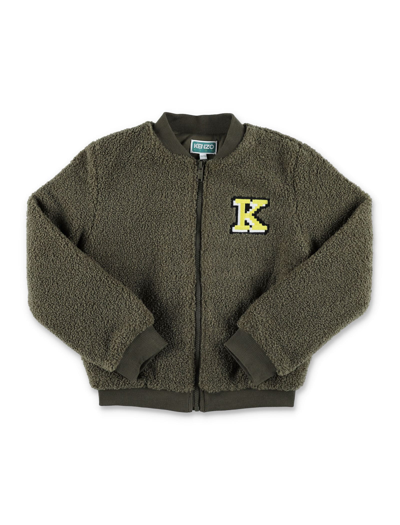 Kenzo Kids' Logo-embroidered Bomber Jacket In Green