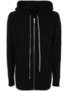 Rick Owens Cashmere Knitted Longline Hoodie In Black