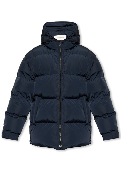 Dries Van Noten Hooded Quilted Puffer Jacket In Blu