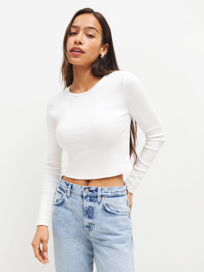 Reformation Muse Long Sleeve Tee In Ivory
