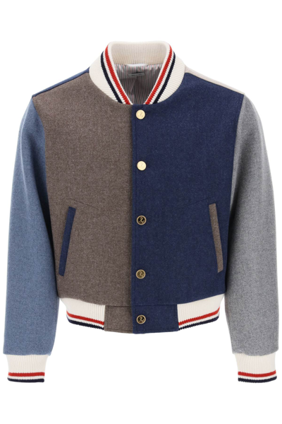 Thom Browne Colour-block Panel Bomber Jacket In Multi-colored