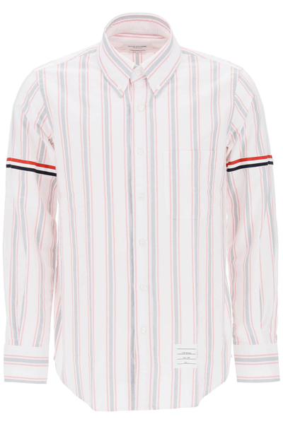 Thom Browne Straight Fit Stripe Grosgrain Band Button-down Shirt In Multi-colored