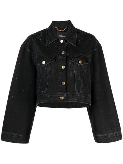 Blumarine Embellished Denim Jacket In Black