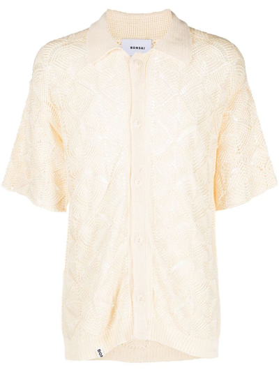 Bonsai Cotton Blend Short Sleeve Shirt In White