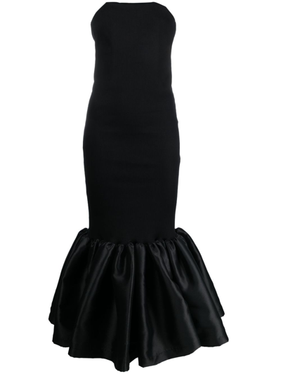 Marques' Almeida Frill-hem Midi Dress In Black