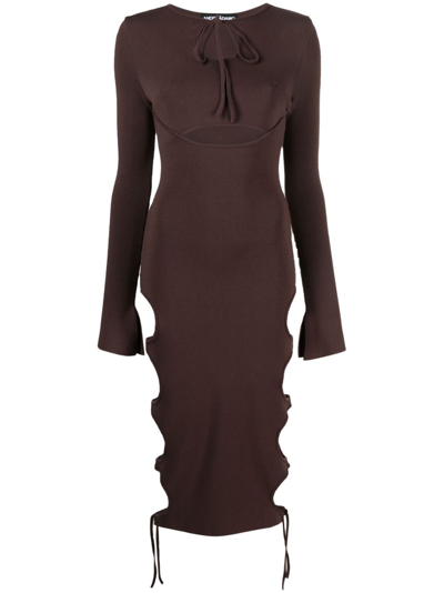 Andreädamo Cut-out Midi Dress In Brown