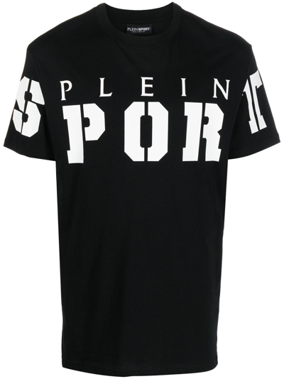 Plein Sport Ss Logo-print Cotton T-shirt In Black