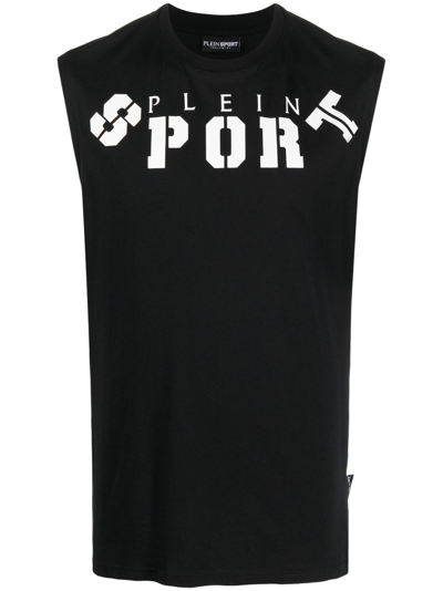 Plein Sport Logo-print Cotton Tank Top In Black