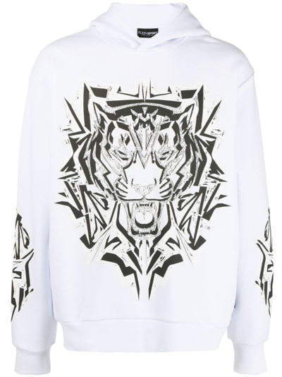 Plein Sport Thunder Tiger Graphic-print Hoodie In White