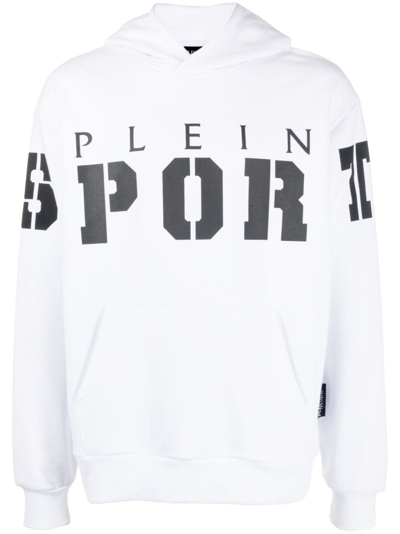 Plein Sport Graphic-print Cotton Hoodie In White