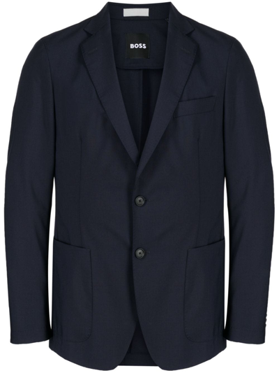 Hugo Boss Slim-cut Single-breasted Blazer In Blue